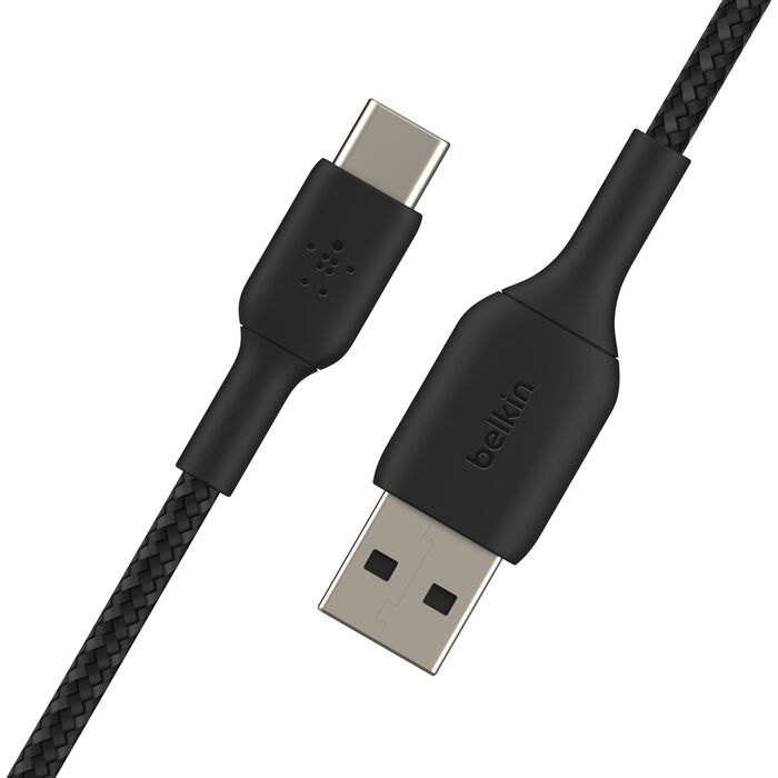 Buy Belkin BoostCharge USB-A to USB-C Braided Cable 2M Black | Yallatoys.com