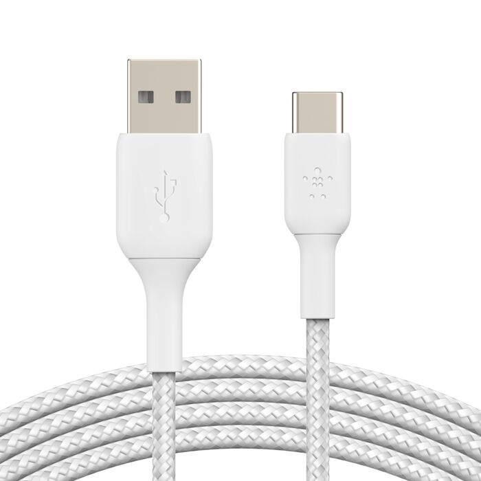 Buy Belkin BoostCharge USB-A to USB-C Braided Cable 2M White | Yallatoys.com