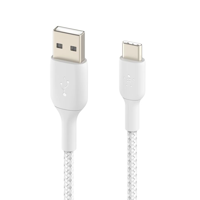 Buy Belkin BoostCharge USB-A to USB-C Braided Cable 2M White | Yallatoys.com