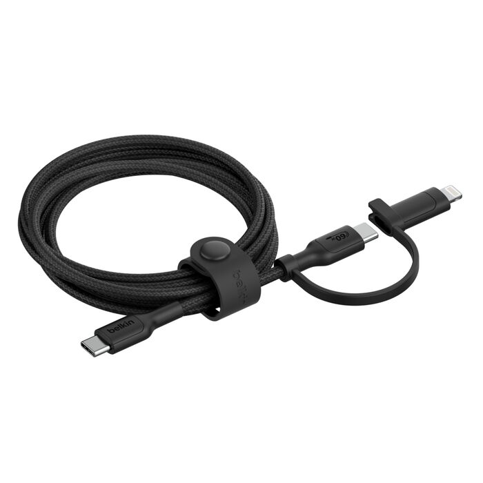 Buy Belkin BoostCharge 2-in-1 Cable with USB-C and Lightning Connector Black | Yallatoys.com
