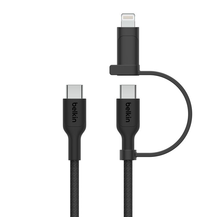 Buy Belkin BoostCharge 2-in-1 Cable with USB-C and Lightning Connector Black | Yallatoys.com
