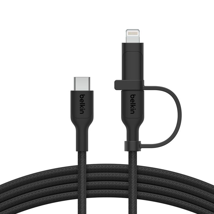 Buy Belkin BoostCharge 2-in-1 Cable with USB-C and Lightning Connector Black | Yallatoys.com