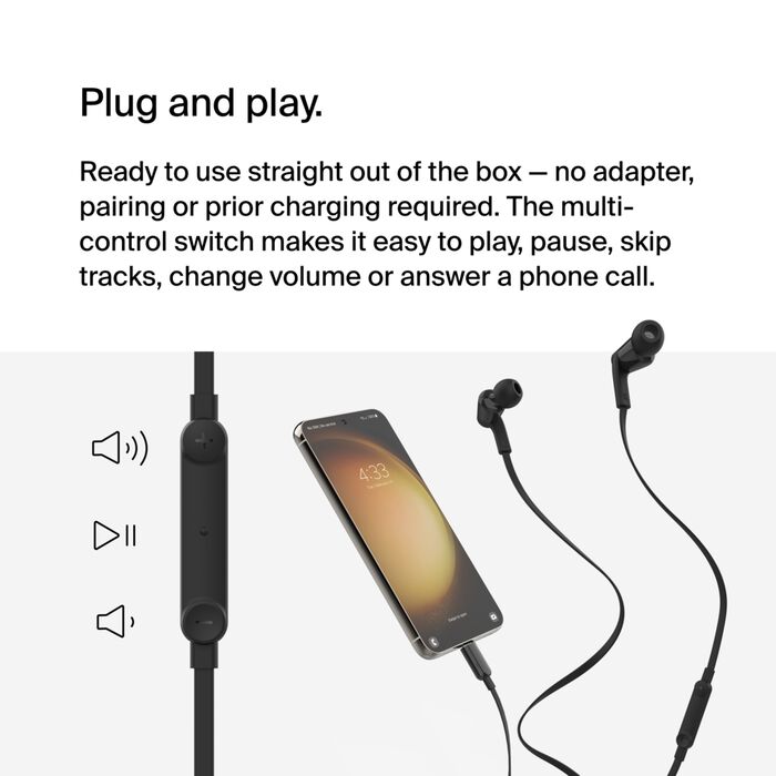 Buy Belkin Wired Earbuds with USB-C Connector Black | Yallatoys.com