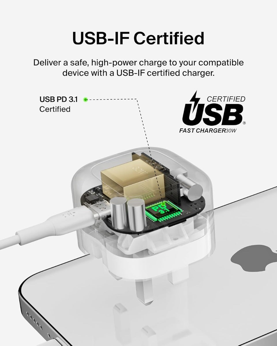 Buy Belkin BoostCharge Compact USB-C Wall Charger 30W | Yallatoys.com
