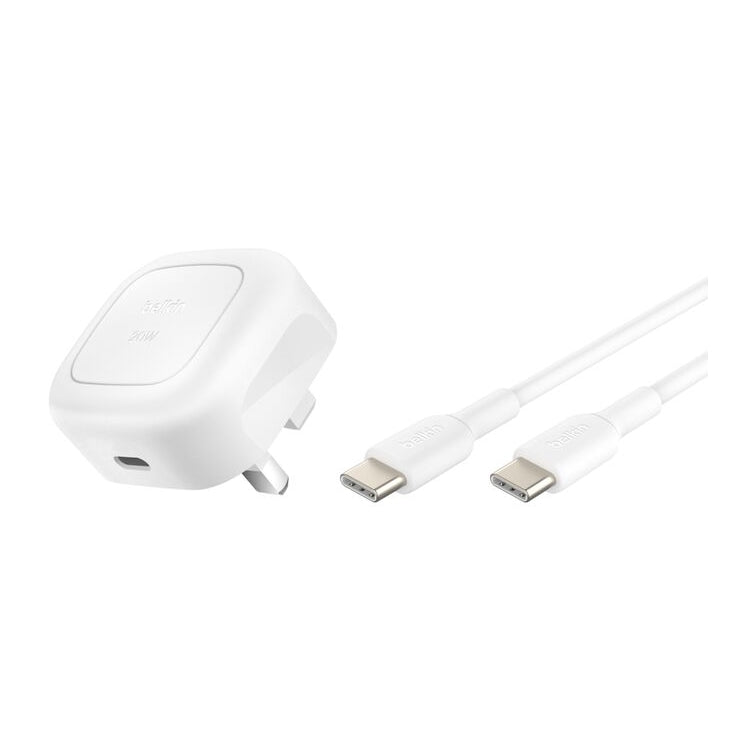 Buy Belkin Wall Charger 20W PD USB-C and USB-C Cable 1m Uk Plug White | Yallatoys.com