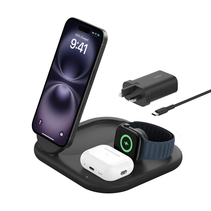 Buy Belkin BoostCharge 3-in-1 Magnetic Foldable Wireless Charger with Qi2 15W | Yallatoys.com