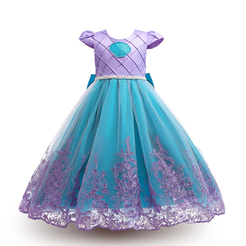 Buy Blue Mermaid Princess Fancy Cosplay Tulle Ball Gown Dress | Yallatoys.com