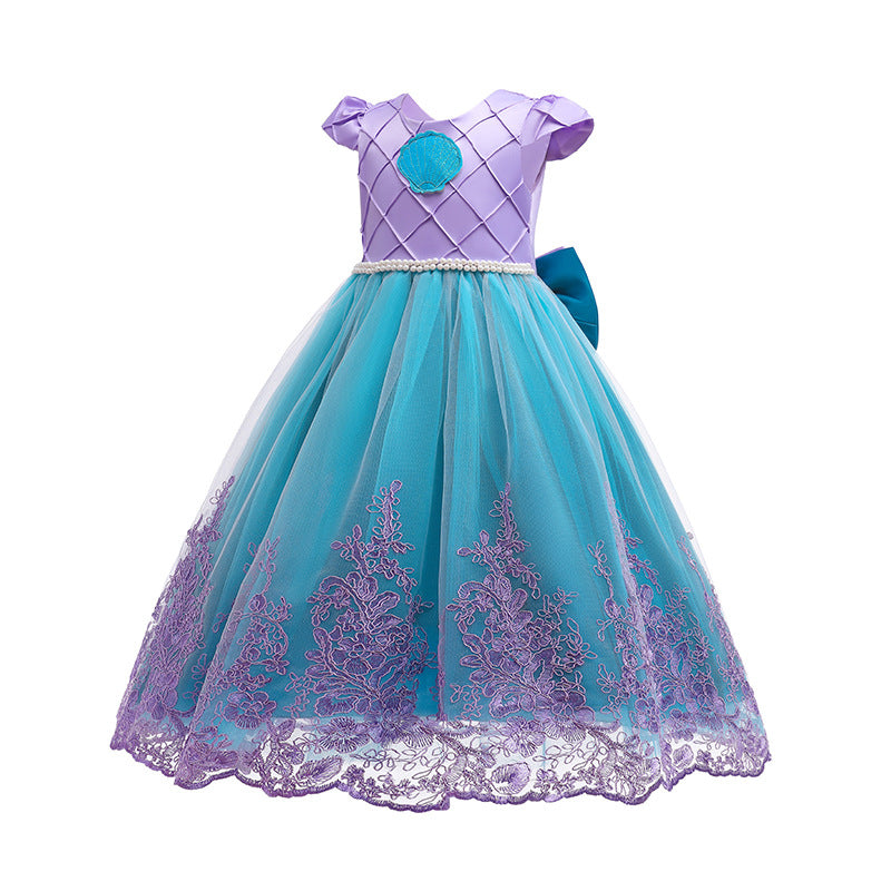 Buy Blue Mermaid Princess Fancy Cosplay Tulle Ball Gown Dress | Yallatoys.com