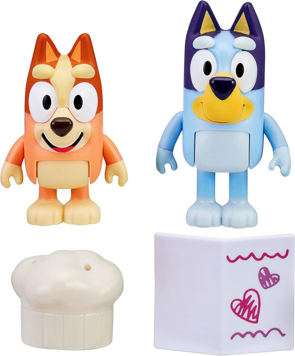 Buy Bluey and Bingo Fancy Restaurant 2 Figure Playset Pack Articulated 2.5 Inch Action Figures Includes Toy Menu and Chef Hat | Yallatoys.com
