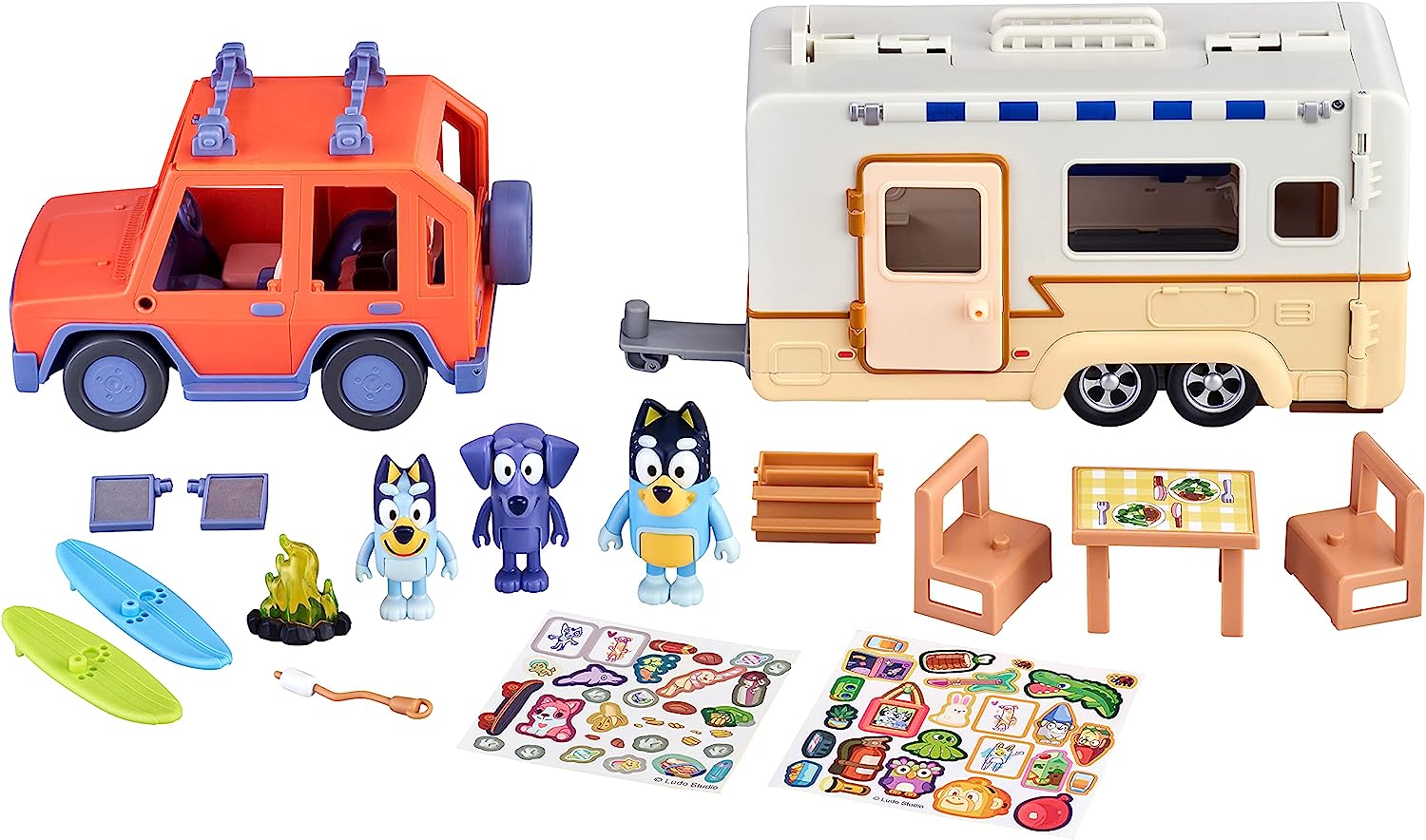 Buy Bluey Ultimate Caravan Adventures Caravan Playset and Three 3inch Figures and 4WD Family Vehicle with 2 Surfboards | Yallatoys.com