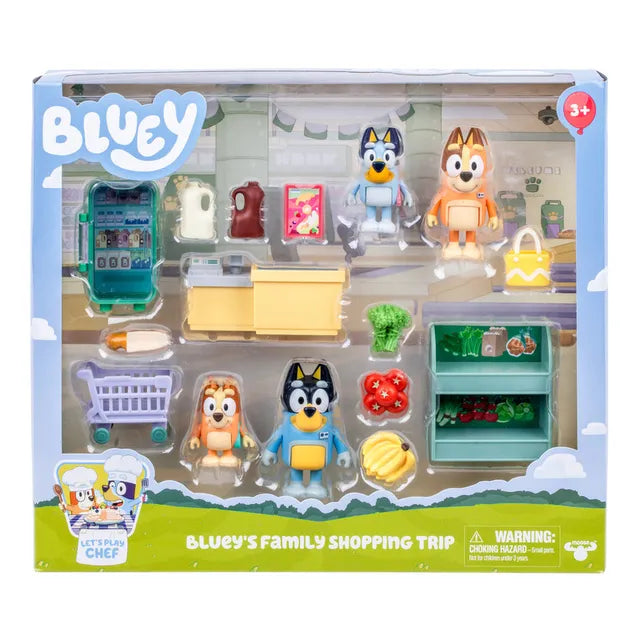 Buy Bluey S13 Lets Play Chef Family Shopping Trip Collectable Playset | Yallatoys.com