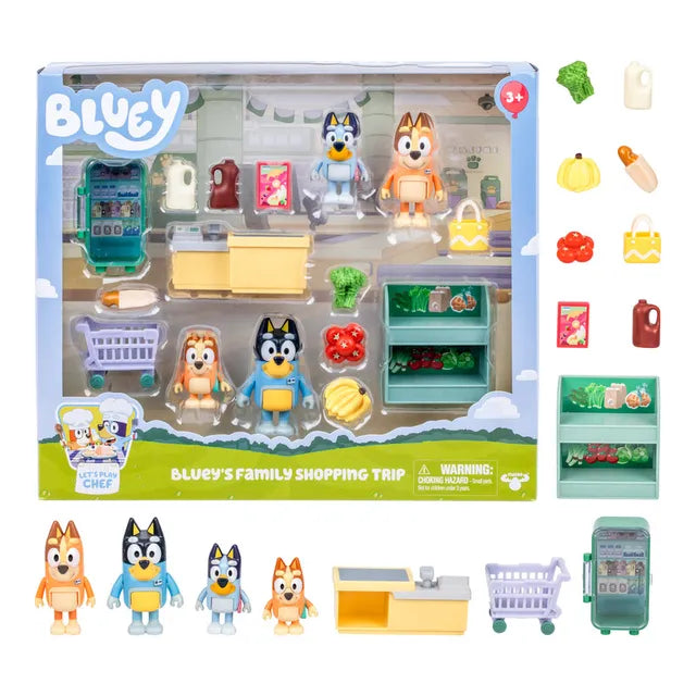 Buy Bluey S13 Lets Play Chef Family Shopping Trip Collectable Playset | Yallatoys.com
