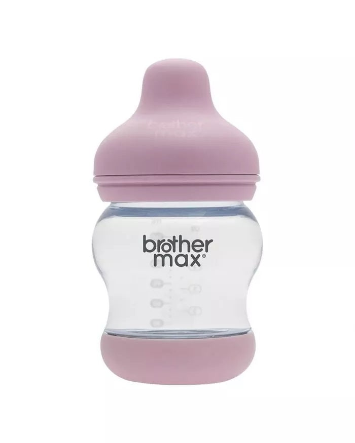 Brother Max Newborn Glass Anticolic Feeding Bottle 100ml  SS Teat Color Pink BROTHERMAX Yallatoys