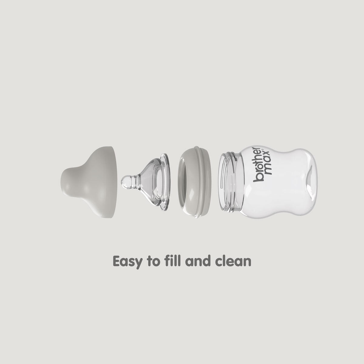 Brother Max Extra Wide Neck Feeding Bottle 160ml/5oz S Teat Color Grey BROTHERMAX Yallatoys