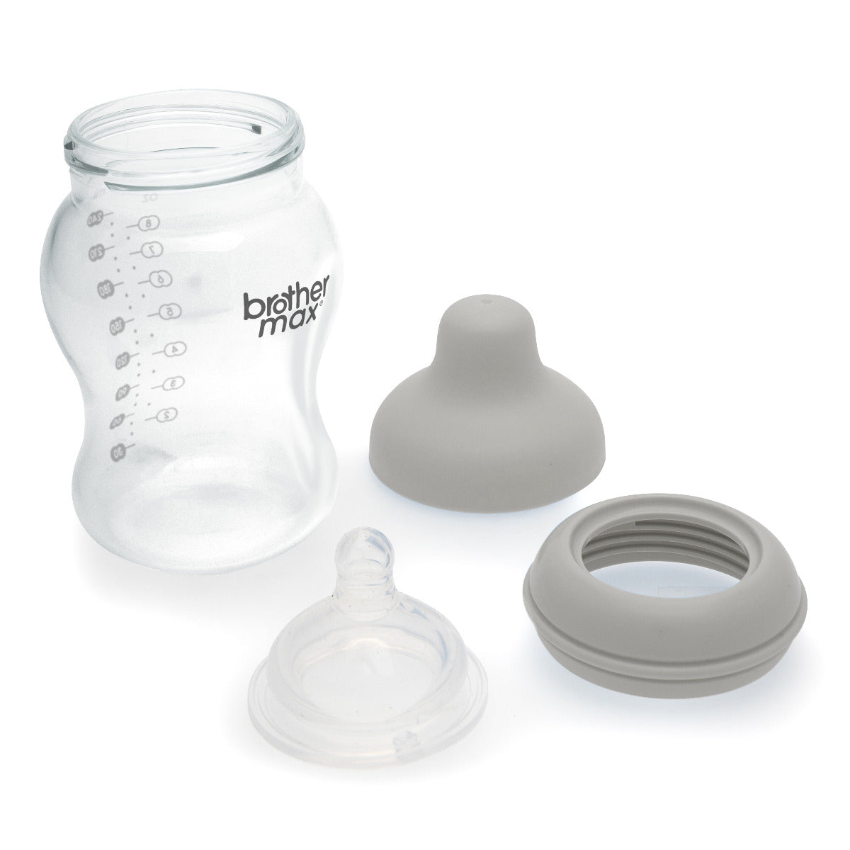 Brother Max Extra Wide Neck Feeding Bottle 240ml/8oz M Teat Color Grey BROTHERMAX Yallatoys