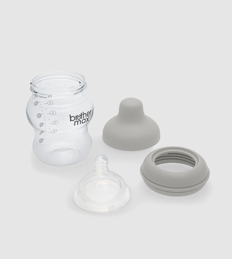 Brother Max Extra Wide Neck Glass Feeding Bottle 160ml/5oz  S Teat Color Grey BROTHERMAX Yallatoys