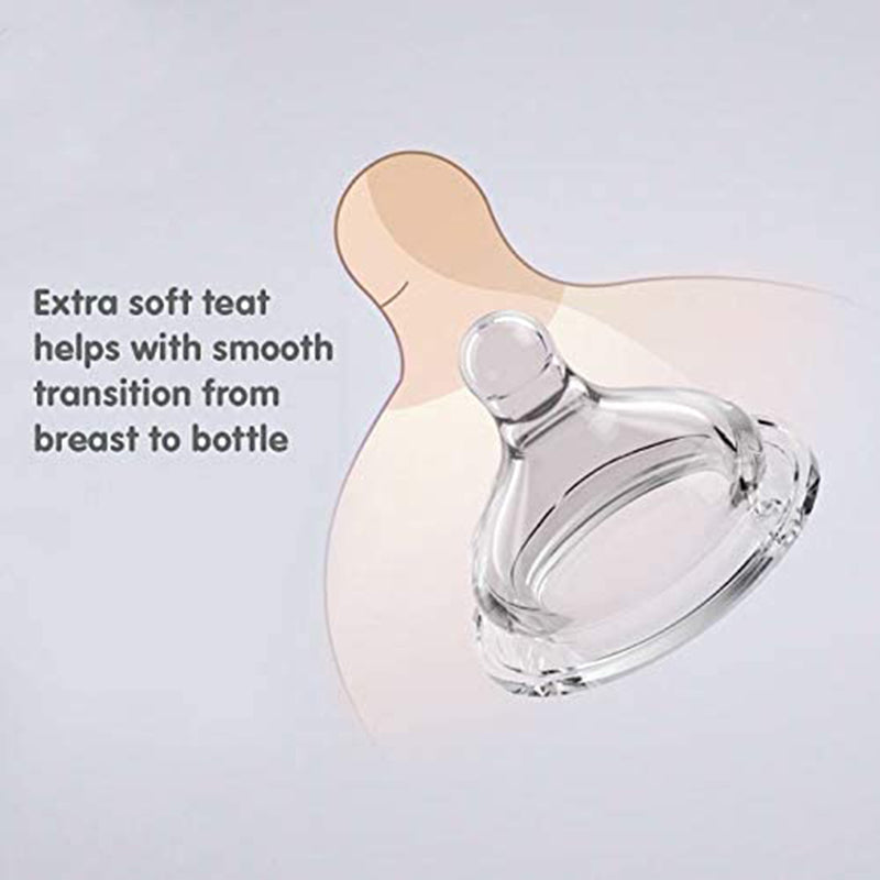 Brother MaxÂ  Extra Wide Neck Glass Feeding Bottle 160Ml/5Oz + S Teat Pink BROTHERMAX Yallatoys
