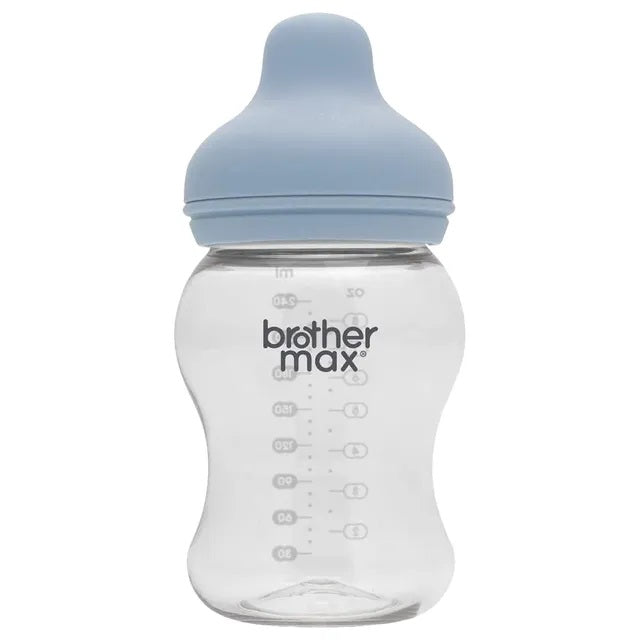 Brother Max Extra Wide Neck Glass Feeding Bottle 240ml/8oz M Teat Color Blue BROTHERMAX Yallatoys