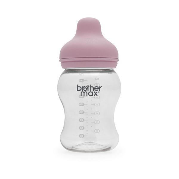 Brother Max Extra Wide Neck Glass Feeding Bottle 240ml/8oz M Teat Color Pink BROTHERMAX Yallatoys