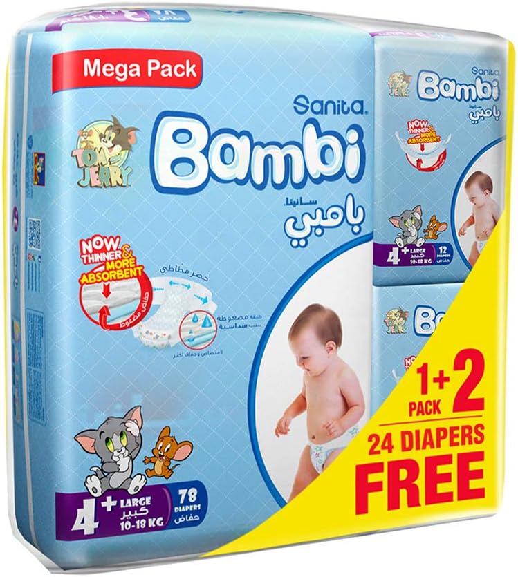 Bambi Sanita Large Plus Mega Pack 78s New Packing Bambi Yallatoys