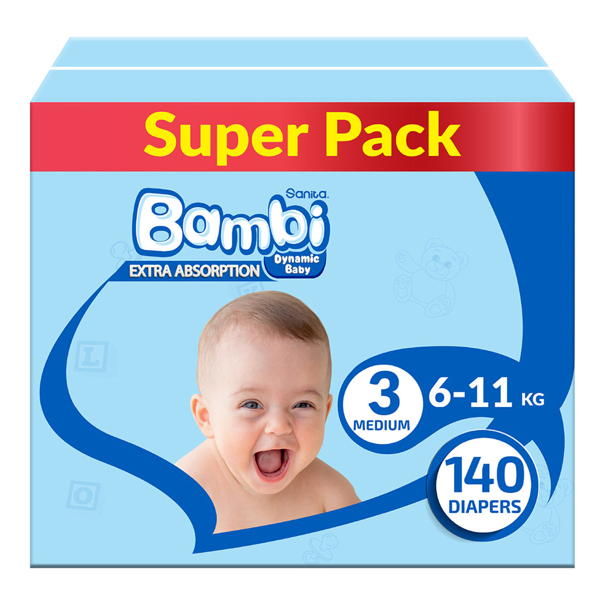 Bambi Sanita Baby Diapers Super Pack Medium 140-pcs Bambi Yallatoys