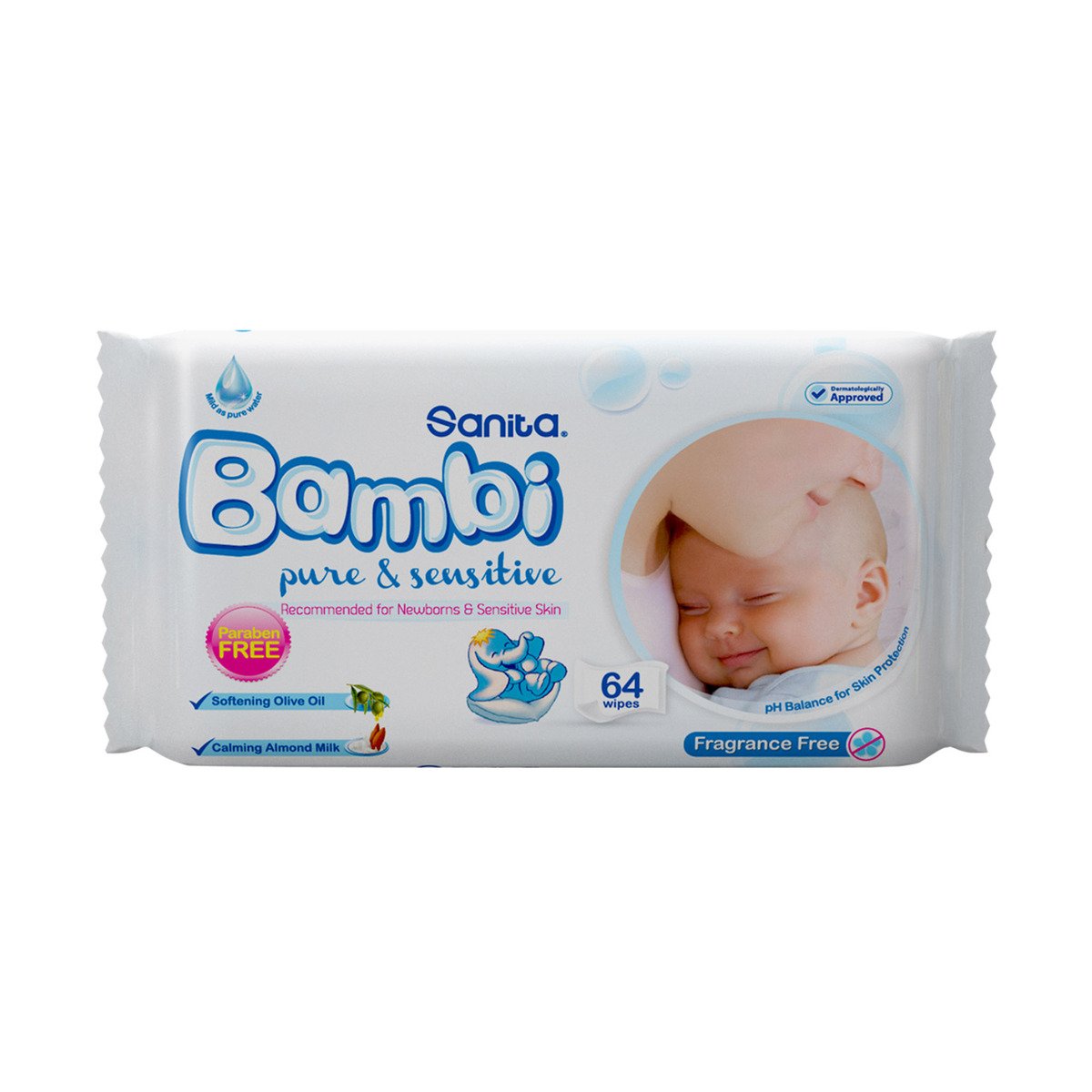 Bambi Sanita Wet Wipes Pur Sensative 64sheet Bambi Yallatoys