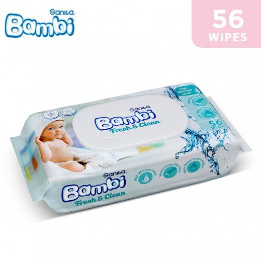 Bambi Sanita Napco Fresh and Clean Wet Wipes 2 X 56 Bambi Yallatoys