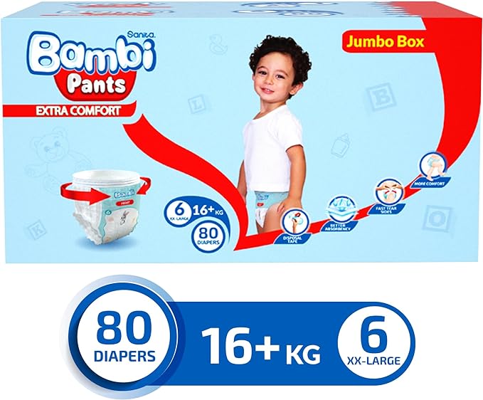 Bambi Pants Size 6 XXL Jumbo Box 80 Diapers Bambi Yallatoys