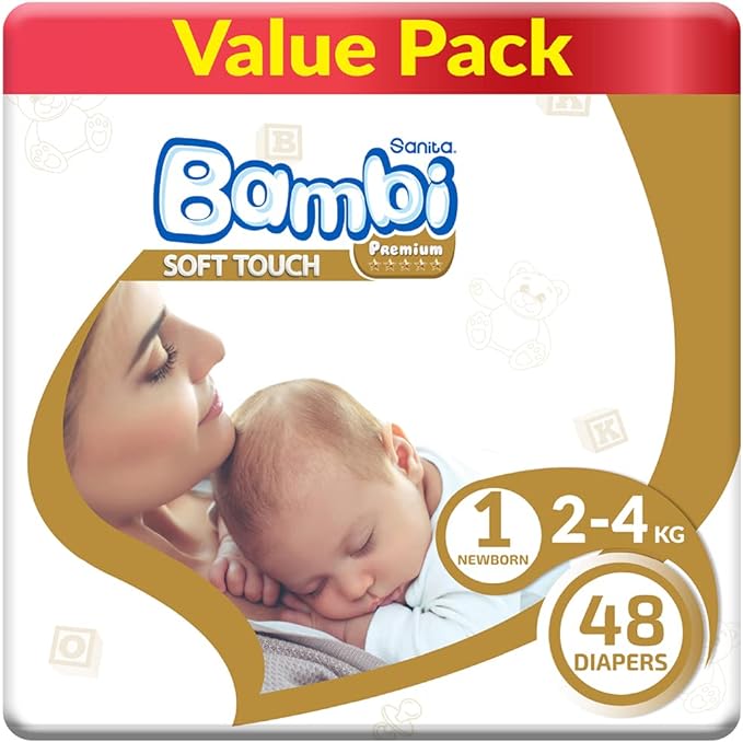 Bambi Size 1 Newborn 2-4 Kg Value Pack 48 Diapers Bambi Yallatoys