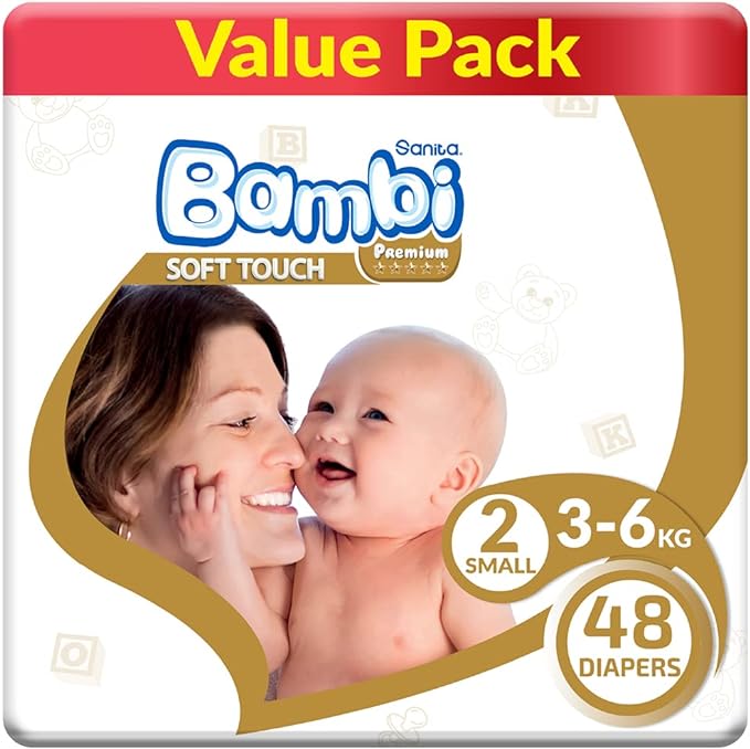 Bambi Baby Diapers Value Pack Size 2 Small 3-6 Kg 48 Count Bambi Yallatoys