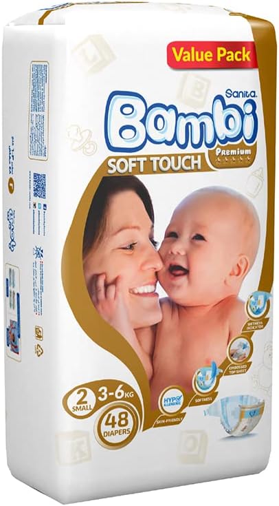 Bambi Baby Diapers Value Pack Size 2 Small 3-6 Kg 48 Count Bambi Yallatoys