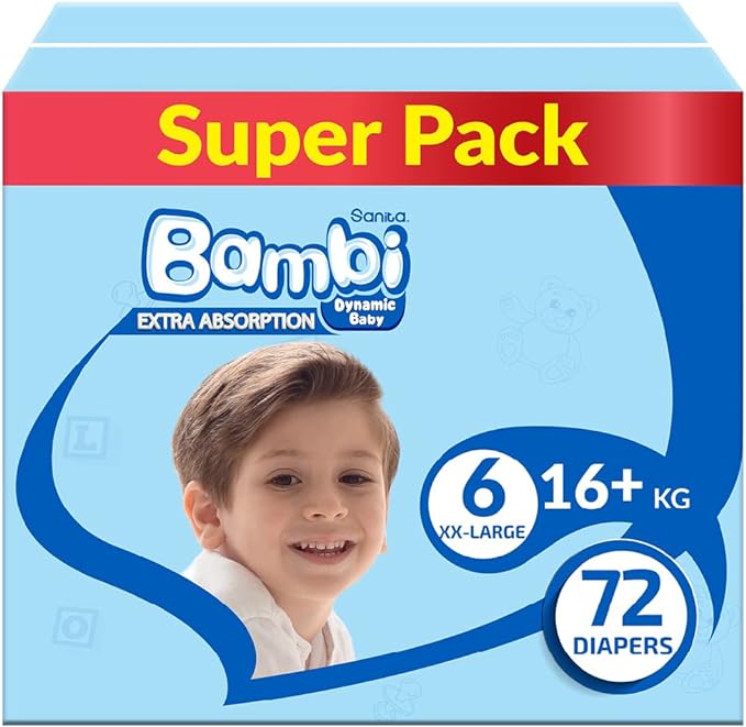 Bambi Size 6 XXL 16+ kg Super Box 72 Diapers Bambi Yallatoys