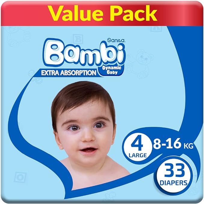 Bambi Size 4 Large 8-16 Kg Value Pack 33 Diapers Bambi Yallatoys