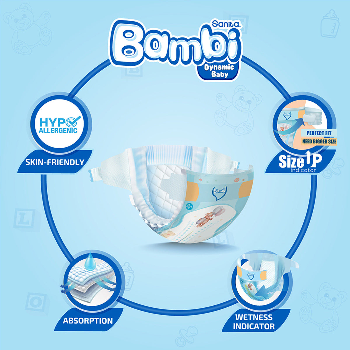 Bambi Baby Diaper Value Pack Size 4+ Large Plus 10-18kg 33 pcs Bambi Yallatoys