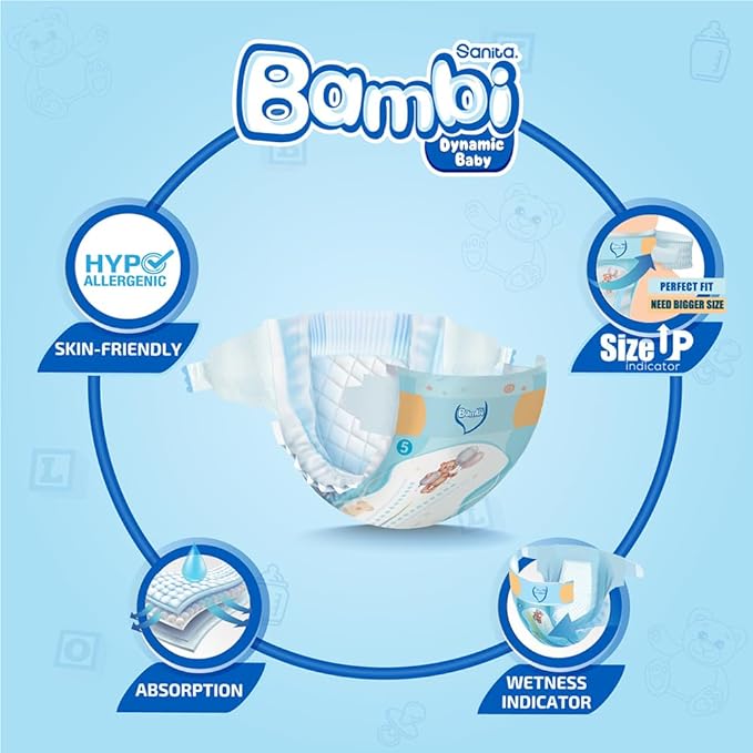 Bambi Baby Diapers Super Pack Size 5 XL 13-25 KG 108 Count Bambi Yallatoys
