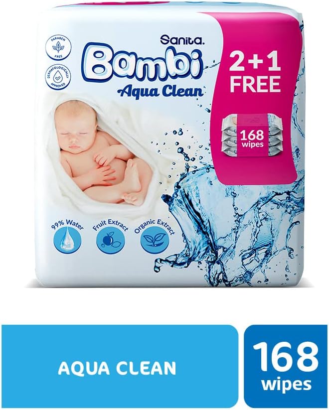 Bambi Aqua Clean 3X56 168 Baby Wet Wipes Bambi Yallatoys