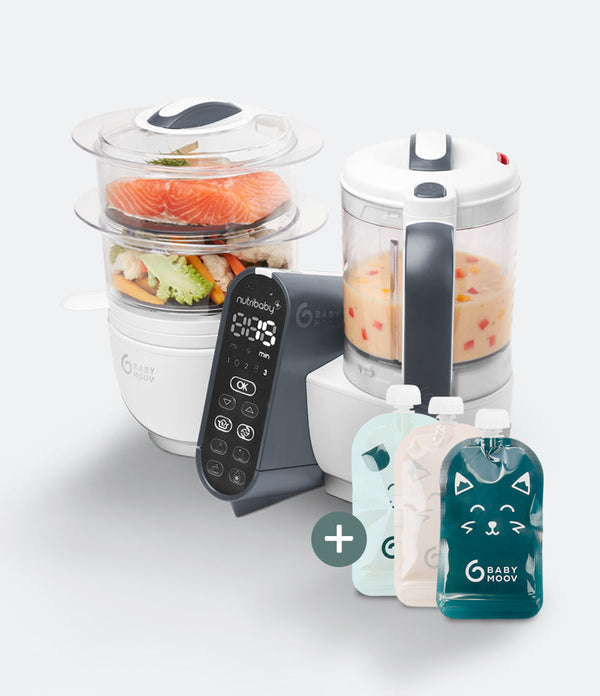 Babymoov Nutribaby White Food Prep Maker with 15 Reusable Food Pouches Babymoov Yallatoys