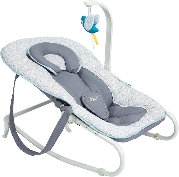 Babymoov Blue Graphik Fixed Position or Swing Baby Bouncer Babymoov Yallatoys