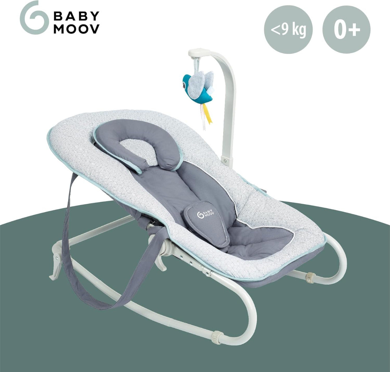 Babymoov Blue Graphik Fixed Position or Swing Baby Bouncer Babymoov Yallatoys