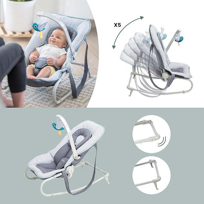 Babymoov Blue Graphik Fixed Position or Swing Baby Bouncer Babymoov Yallatoys