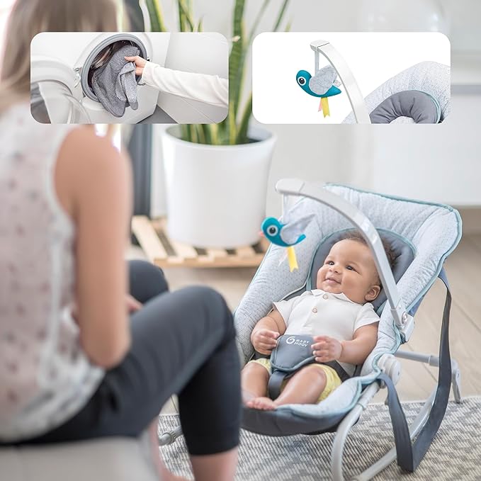 Babymoov Blue Graphik Fixed Position or Swing Baby Bouncer Babymoov Yallatoys