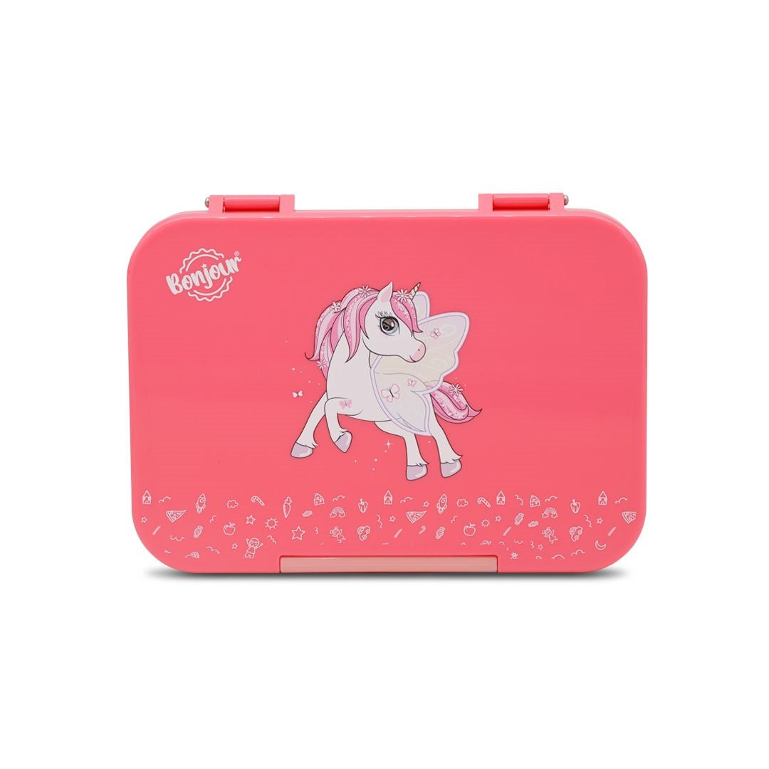 Buy Bonjour Uni Clip Snax Lunch Box 6/4 Compartments Pink Unicorn | Yallatoys.com