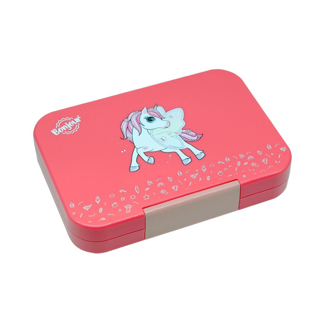Buy Bonjour Uni Clip Snax Lunch Box 6/4 Compartments Pink Unicorn | Yallatoys.com