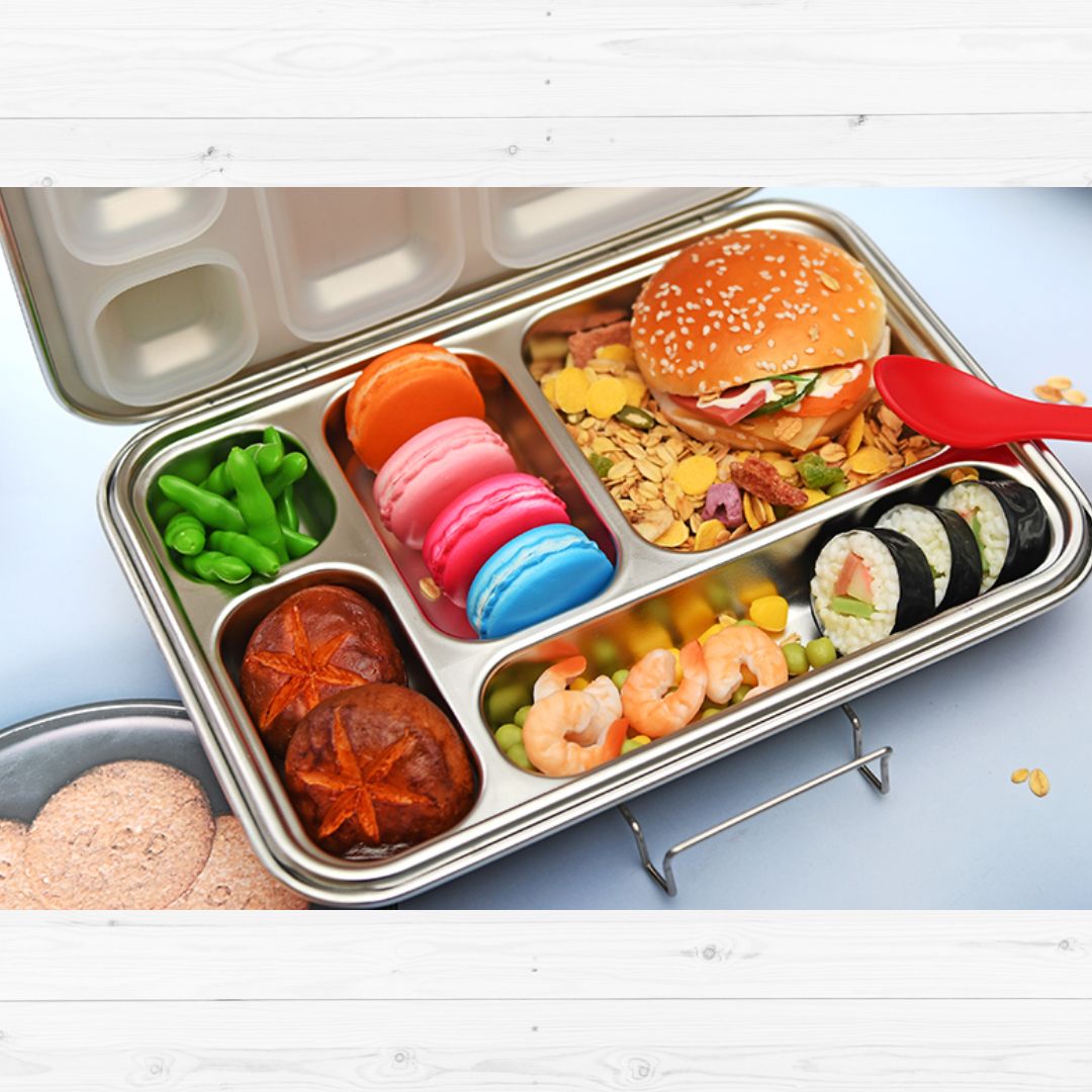 Buy Bonjour Stainless Steel Bento Lunch Box 5 Compartments White | Yallatoys.com