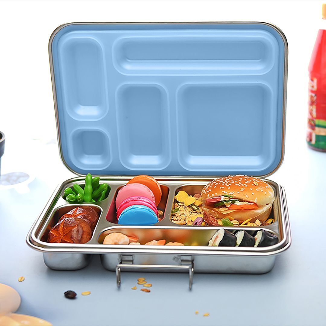 Buy Bonjour Stainless Steel Bento Lunch Box 5 Compartments Blue | Yallatoys.com