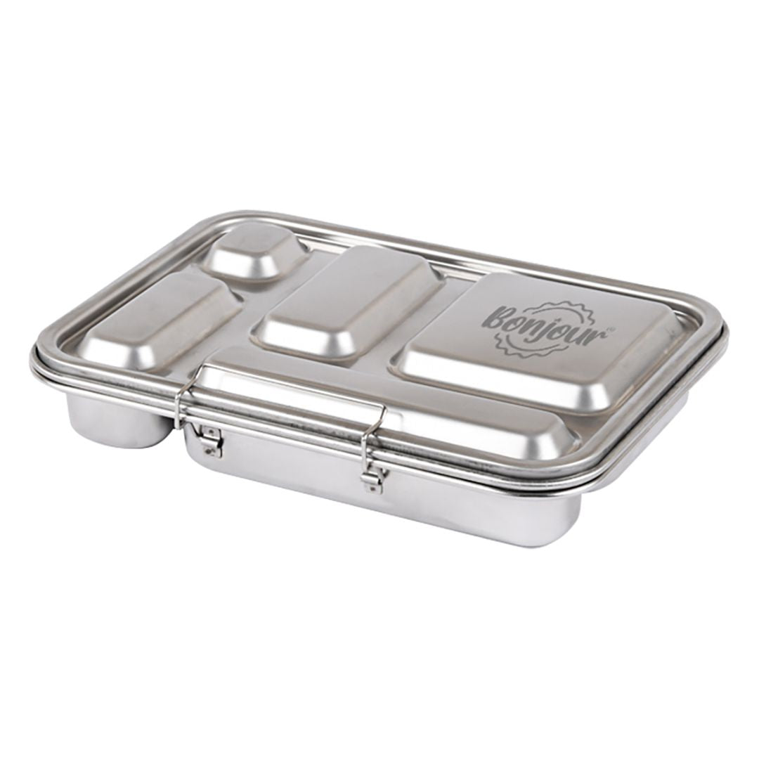 Buy Bonjour Stainless Steel Bento Lunch Box 5 Compartments Blue | Yallatoys.com