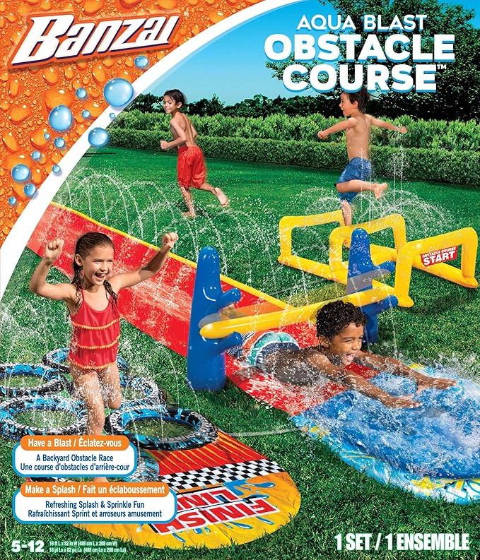 Buy Banzai Aqua Blast Obstacle Course Slide 16ft | Yallatoys.com