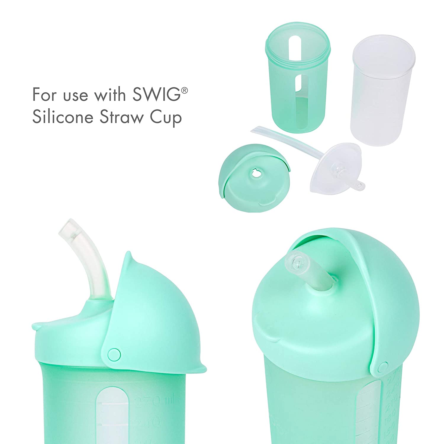 Boon Swig Silicone Straw  Bottle 10Oz  Mint Boon Yallatoys