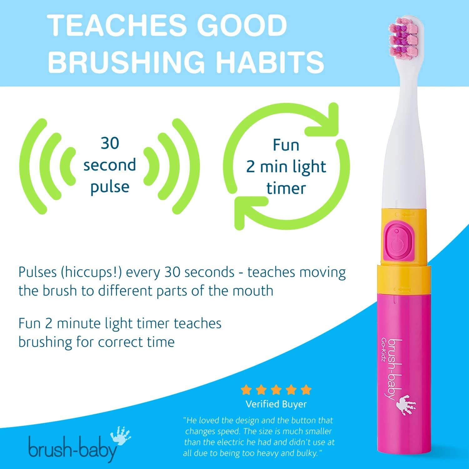 Brush Baby Go Kidz Electric Toothbrush  Assorted Colours Brush Baby Yallatoys