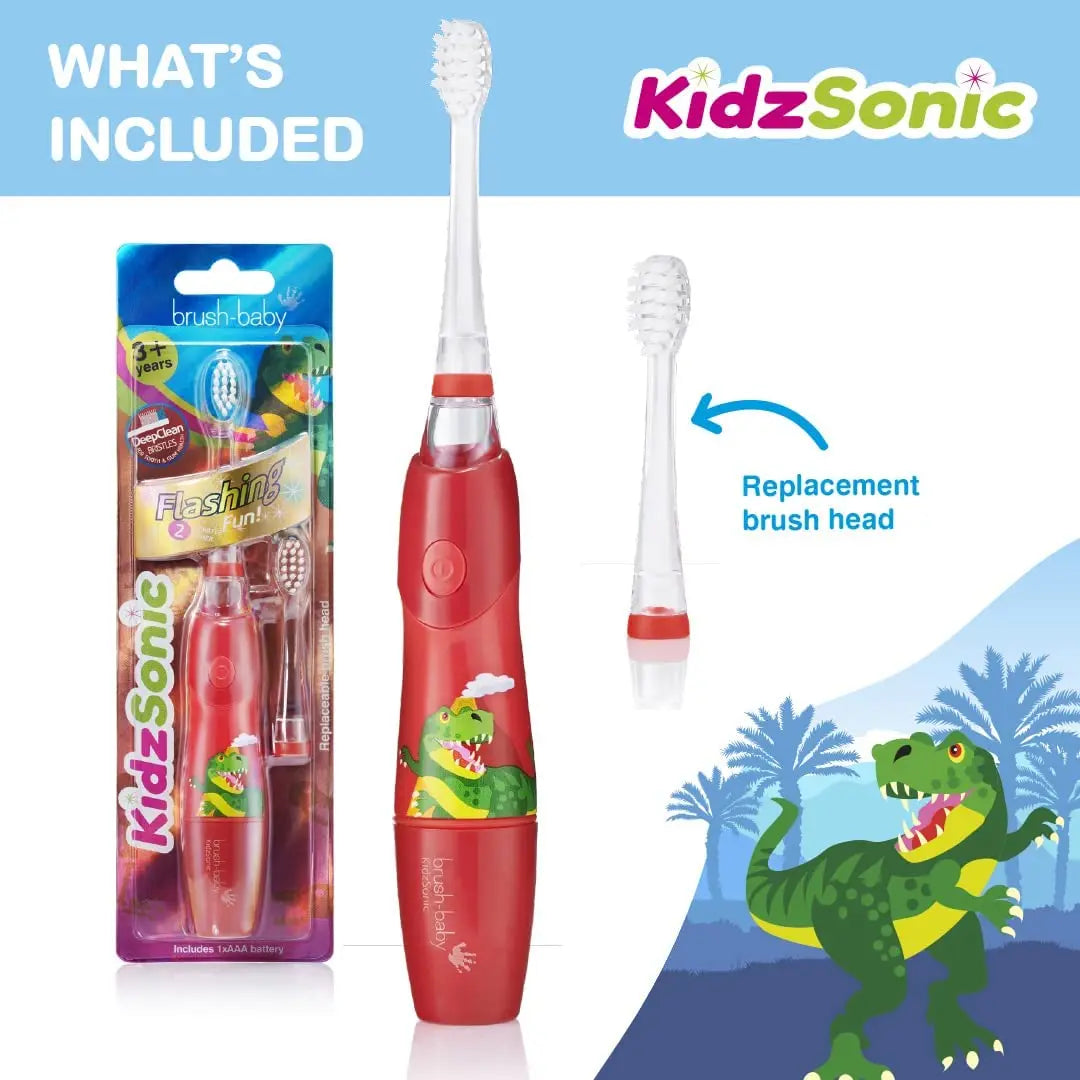 Brush Baby New Kidzsonic Dinosaur 3+ Electric Toothbrush Brush Baby Yallatoys